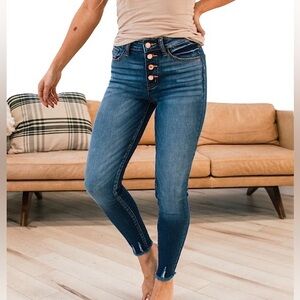 KanCan Jeans Sheridan Copper Button Fly Skinny Fit Ripped Hem Size 27